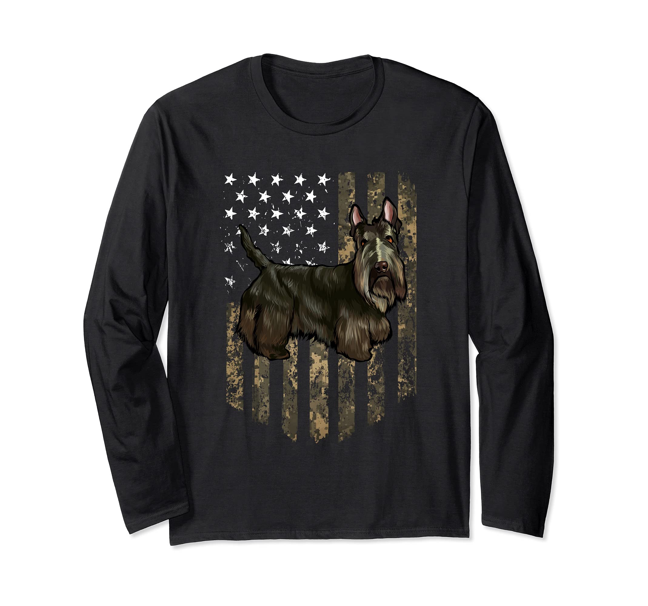 Camo American Flag Scottish Terrier 4th Of July USA Long Sleeve T-Shirt