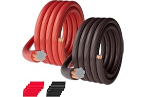 HIFIND 0 Gauge AWG Power Ground Wire Cable 10 Ft Each-Red/Black Translucent, Automotive Battery Welding Electrical Wire CCA Bulk for DIY Car Audio Speaker Amp Solar Marine Generator RV Trailer Inverter