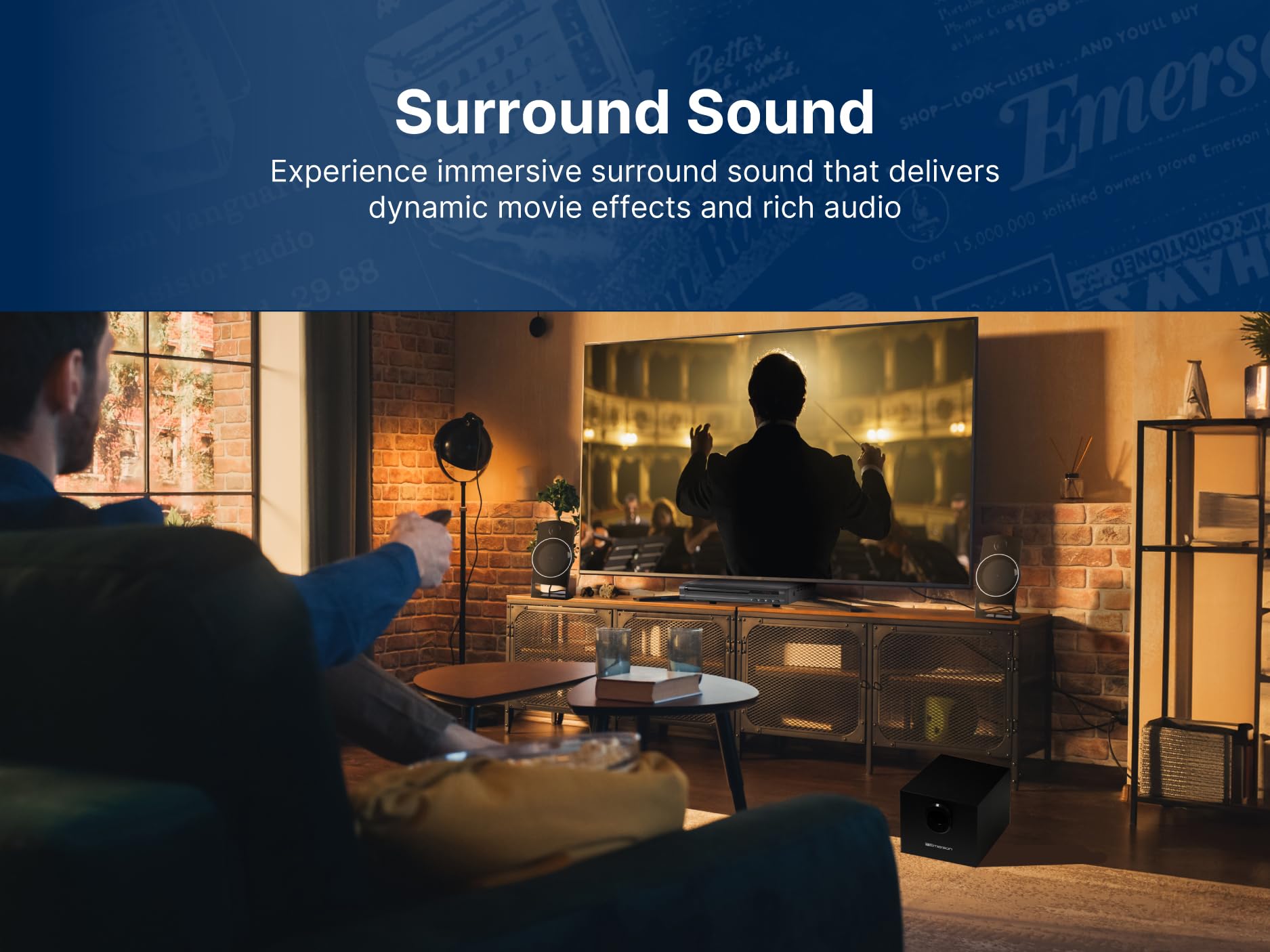 Emerson ED-8050 2.1 Channel Home Theater DVD Player and Surround Sound System with Subwoofer, HDMI Output, USB Playback, and Dual Speakers – Ideal for Immersive Movie and Music Experience