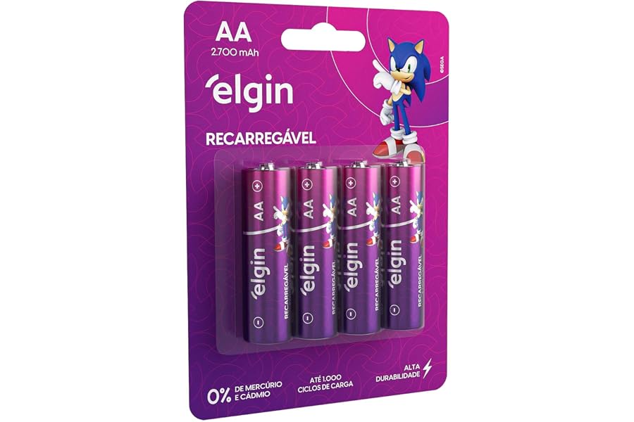 Pilha recarregável AA 2700Mah Elgin Com 4 unidades Comum