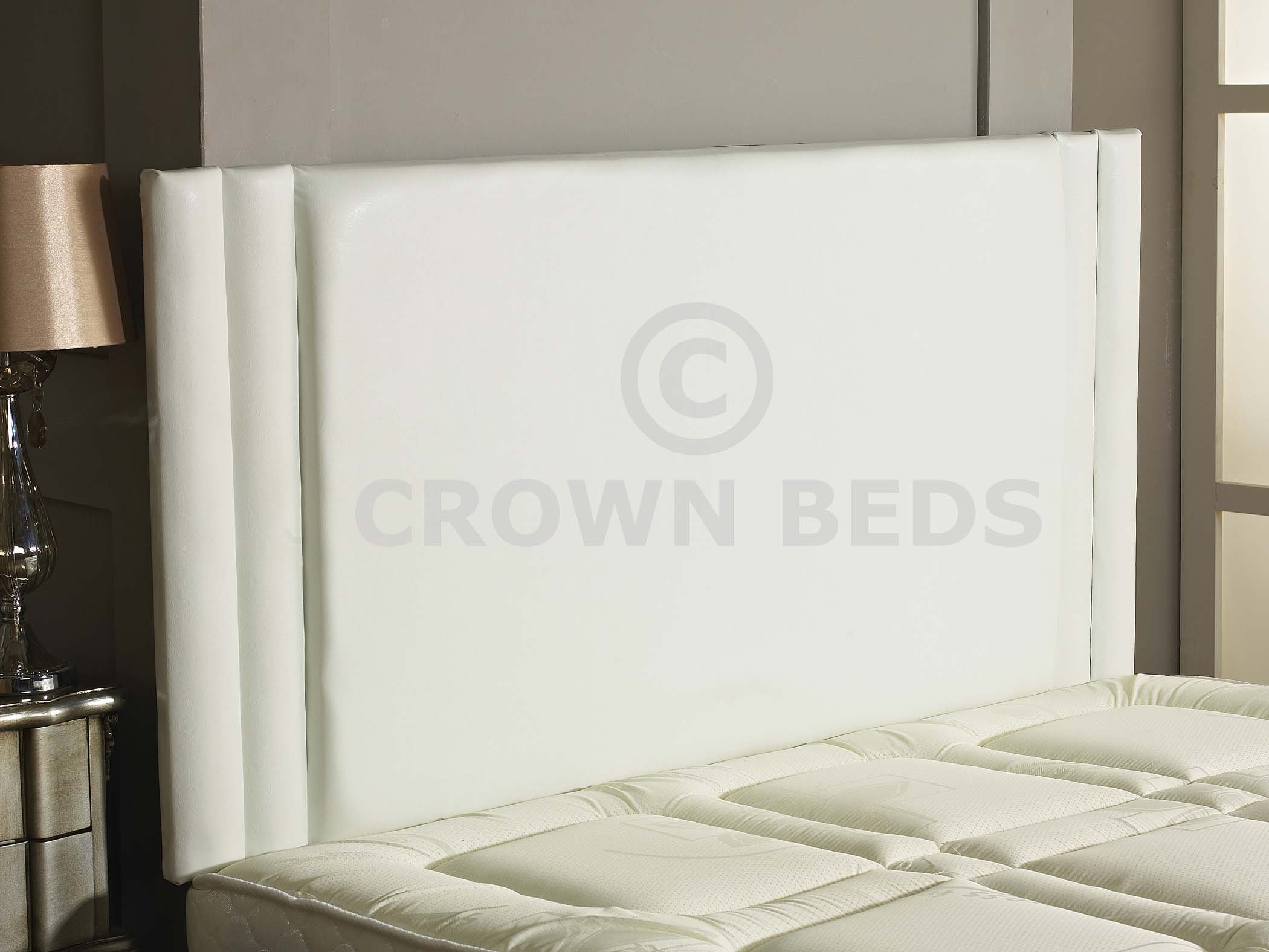 CROWNBEDSUK HILTON FAUX LEATHER HEADBOARD IN 2ft6,3ft,4ft,4ft6,5ft,6ft WHITE, 5FT (KINGSIZE)