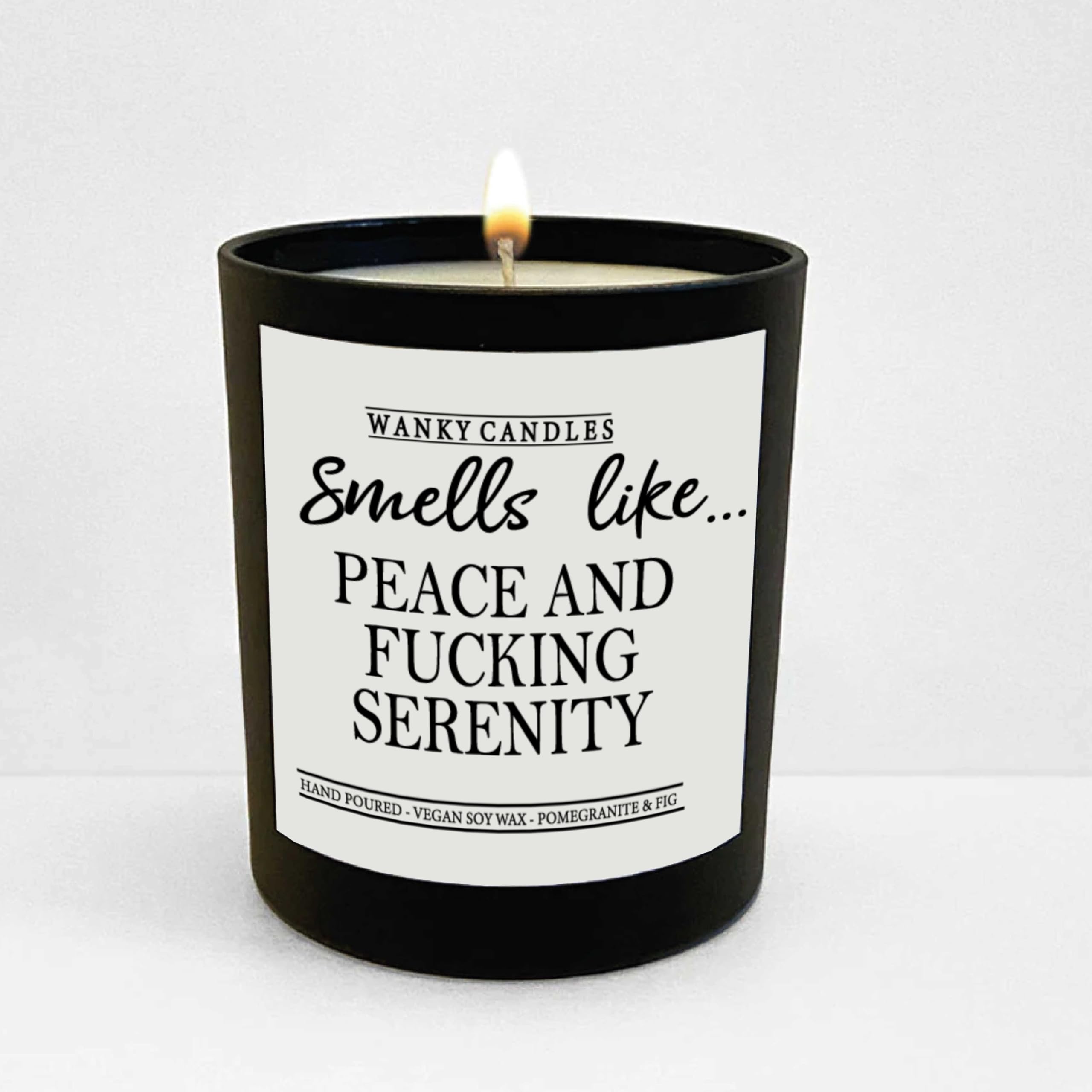 WANKY Candles Funny Rude Candle Smells Like… Peace and Fucking Serenity WCBJ74, White