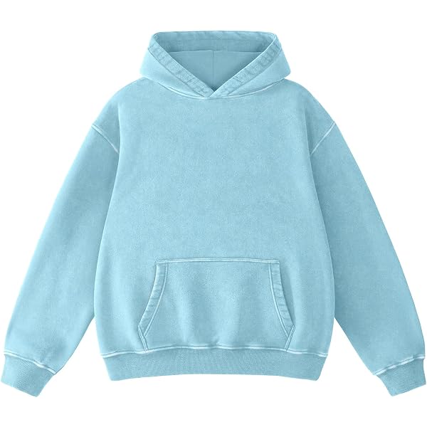 FAIABLE Men's Oversized Heavyweight Fleece Hoodie - Acid Wash Pullover Sweatshirt With Pocket