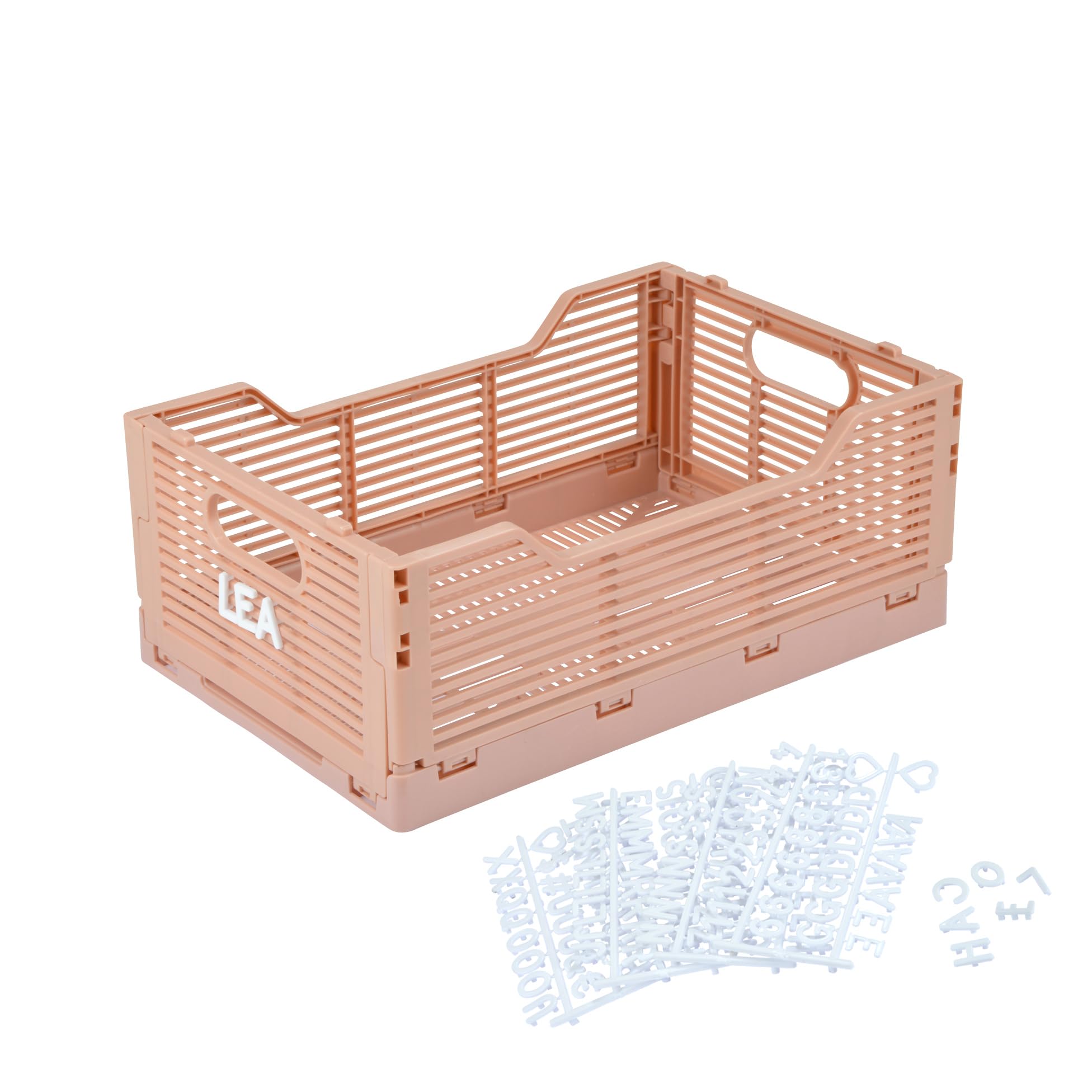 Homéa Foldable and stackable crate, Size L (40 x 30 x 17 cm), Granite Pink