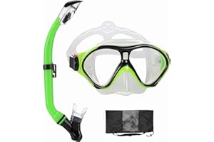 HH HHAO SPORT Snorkeling Gear for Kids with Foldable Silicone Full Dry Snorkel, Kids Snorkel Set Anti Leak Youth Junior Snorkeling Package Diving Mask Soft Tube with Mesh Bag Scuba Swimming Goggles