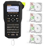 SUPVAN G15M Mini Portable Label Maker Machine with 4 Tapes, Rechargeable 1200mAh Battery Thermal Transfer Printer, Compatible with Multi-Type Label, Home, Garage, Office & Outdoor