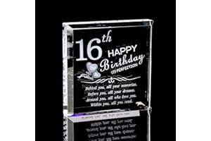 MOVDYKA 16th Birthday Gifts for Girls & Boys: Funny, Unique Personalized Engraved Crystal Keepsake, Best Friend Gift for 16 Year Olds