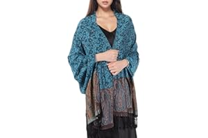 MUQU Women Pashmina Shawls and Wraps Scarf Soft Silky Reversible Paisley Scarves Shawl for Women