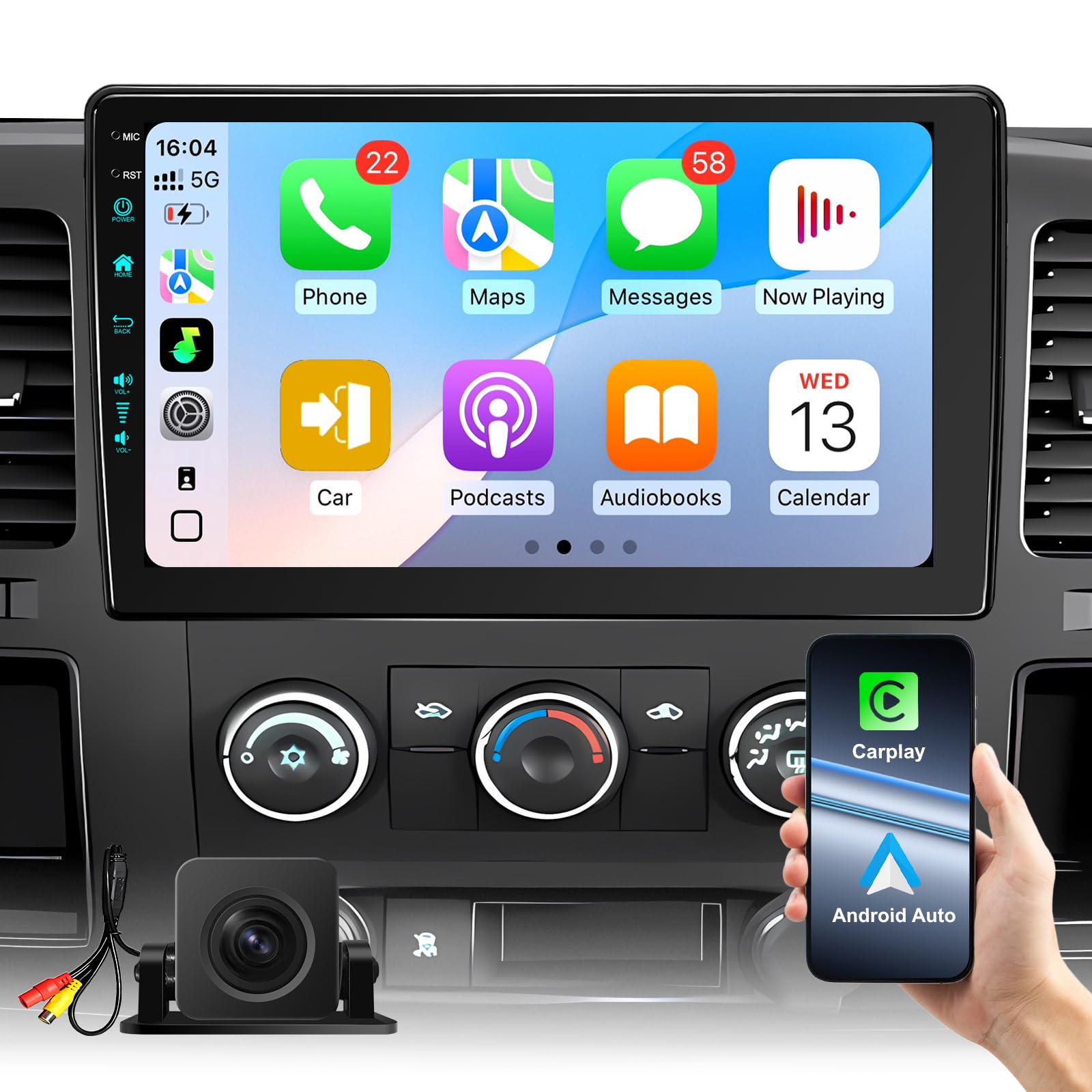 Photo 1 of 10.2 Inch Car Radio Stereo Upgrade Android 13 for Chevy Silverado 2007-2013 GMC Sierra Yukon with CarPlay Android Auto 1080P Backup Camera/BT5.4 ((4Ram 64Rom) 10.2)