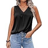 Zeagoo Womens 2025 Silk Satin Tank Tops V Neck Casual Cami Sleeveless Camisole Blouses Summer Basic Tank Shirt