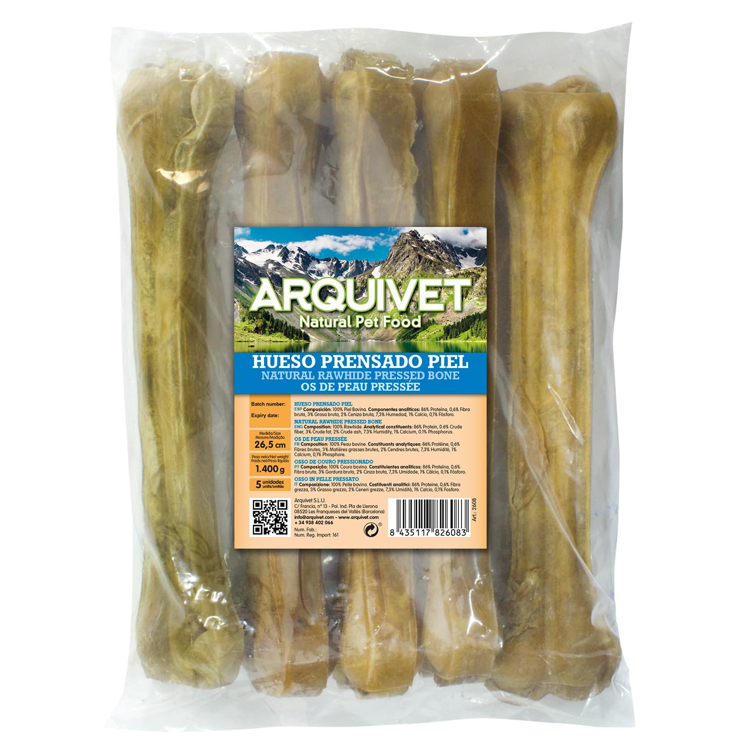 Arquivet 2608 Pressed Bone, Leather, Bag of 5 Units, 26.5 cm