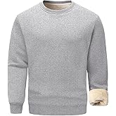 Flygo Men's Sherpa Lined Sweatshirts Fleece Pullover Top Cotton Crew Neck Sweatshirt Warm Sweater Winter Clothes