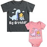 Funnycokid Big Brother Little Sister Matching Outfits Baby Girl Clothes Toddler Boys T-Shirt Announcement Gift
