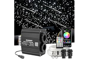 SUNKENET 18W Twinkle&Meteor 2 in 1 RGBW Starlight Headliner Kit, 1000pcs*0.03in*9.8ft+96pcs Shooting Star Lights for Car/Home Ceiling, Fiber Optic Lights with Bluetooth APP/Remote Control/Music Effect