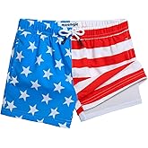 maamgic Boys Swim Trunks with Compression Liner Toddler Stretch Swim Shorts