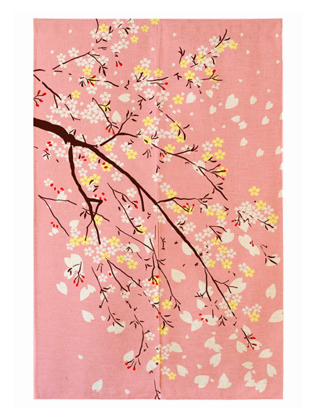 LIGICKY Noren Japanese Doorway Curtain Printed Cherry Blossom Door Curtains Window Tapestry for Home Decoration, 33.5"x59" Pink