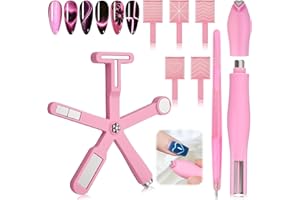 Plman Nail Magnet Tool Set, 3 in 1 Heart Magnet for Cat Eye Gel Polish, 6 in 1 Cat Eye Nail Magnet with Steel Ball Magnetic Pen, Multifunctional Cat Eye Magnet for Nail Art DIY at Home