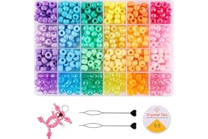 Miss Rabbit 24 Colors Pony Beads for Bracelet Making Kit, Rainbow Kandi Beads Kit for Jewelry Making DIY Crafts, Hair Beads for Braids with String and Hair Beader