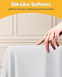Niuara White Fabric Rectangle Table Cloth - 6