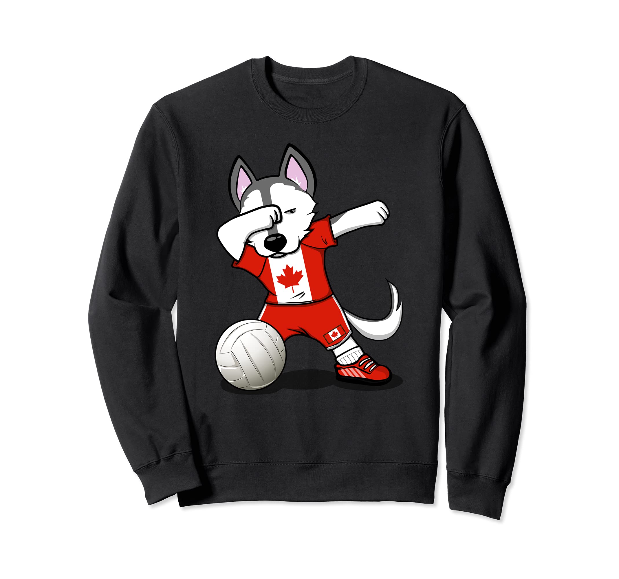 Dabbing Husky Canada Volleyball Fans Jersey Canadian Flag Sweatshirt