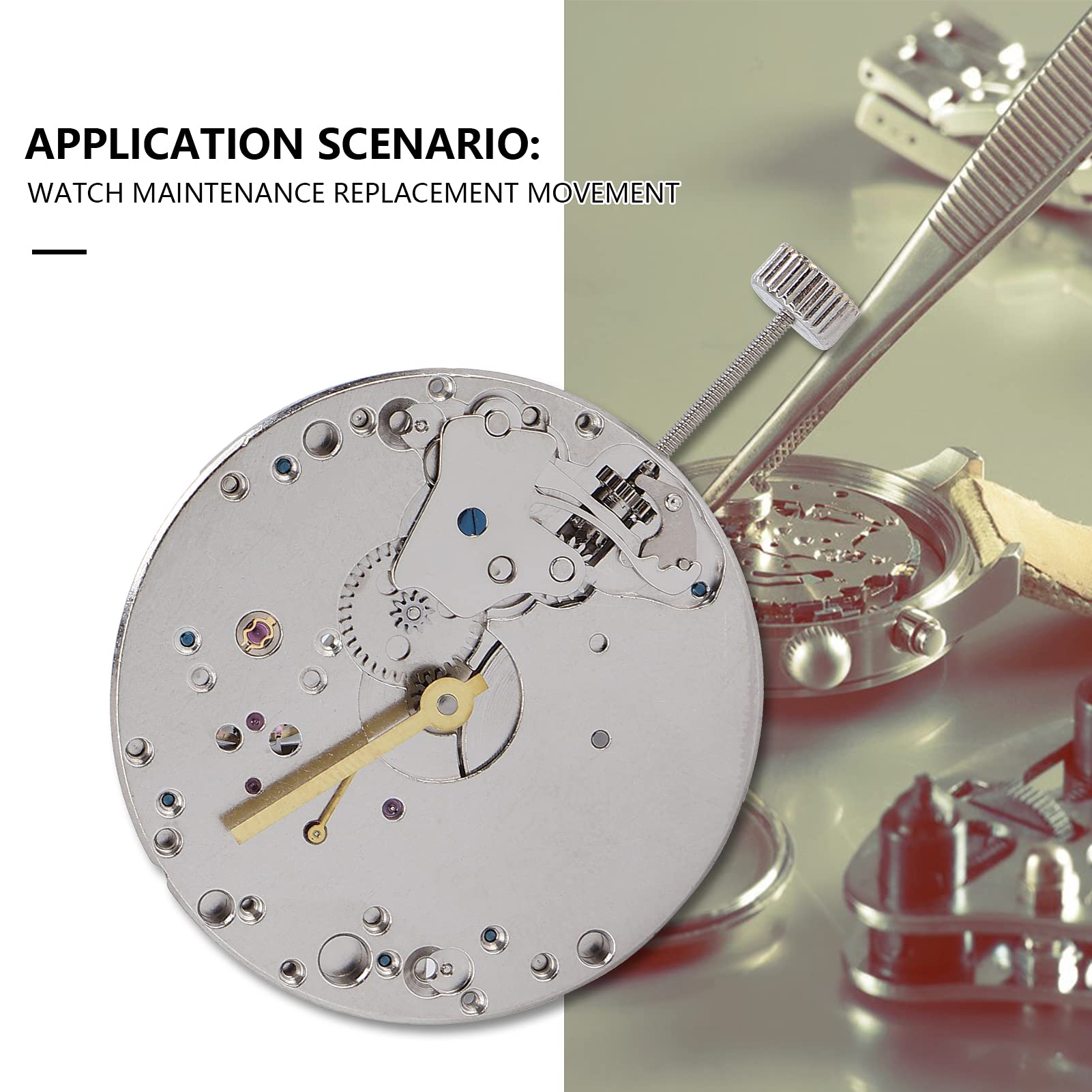 ZJchao Mechanical Watch Movement, ST3600 1.5in Diameter Movement Mechanical Watch Repairing Maintenance Replacement Accessory Round Watch Movements Kit for Watch Repair