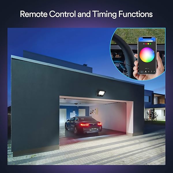 Lumary Focos LED Exterior RGBW   Foco LED 30W Foco LED Exterior Inteligente Colores IP66 Control WiFiBluetooth Focos LED Sincronizacin de Msica 16 Millones Colores Compatible AlexaGoogle Home