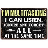 Bestylez Vintage Sign "I'm Multitasking" Funny Metal Tin Sign - Cool Wall Art for Man Cave, Home Bar, Garage or Office Decor (289)