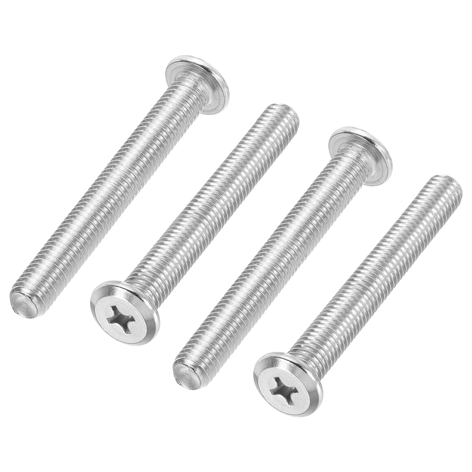 PATIKIL Flat Round Head Phillips Screws, 4 Pack M10-1.5 x 80mm Binding Screws 304 Stainless Steel 18-8 Full Thread, Phillips Drive Machine Screw Furniture Screw Connector Bolts