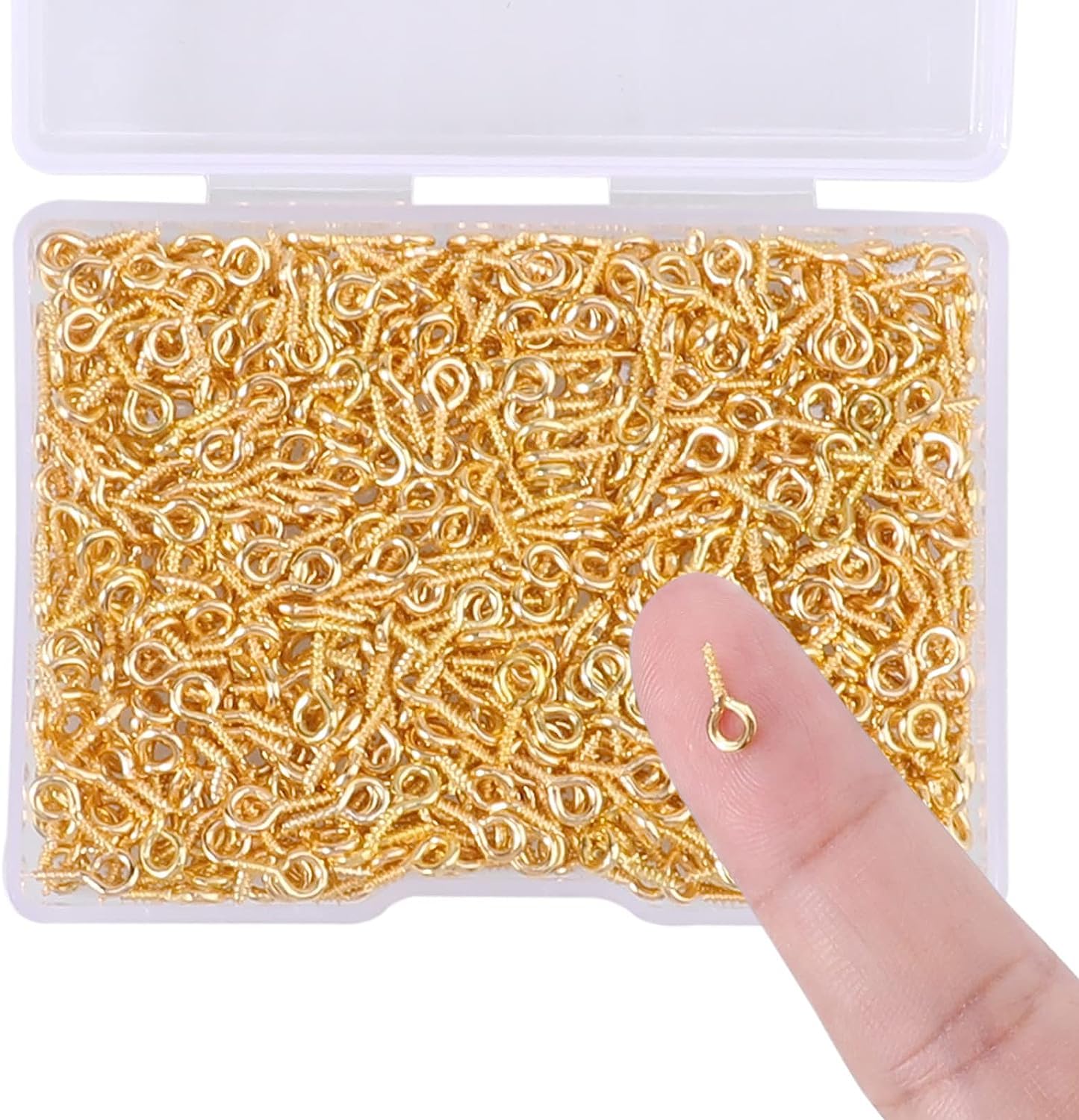 Pwsap 600Pcs Golden Screw Eye Pins Hooks, 5x10mm Eyelets Screw Threaded Mini Metal Hoop Peg Eye pins Hooks for Jewelry Making Findings DIY Crafts Resin Crafts, Cork Top Bottles