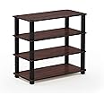 Furinno Turn-S-Tube 4-Tier Shoe Rack, Dark Cherry/Black