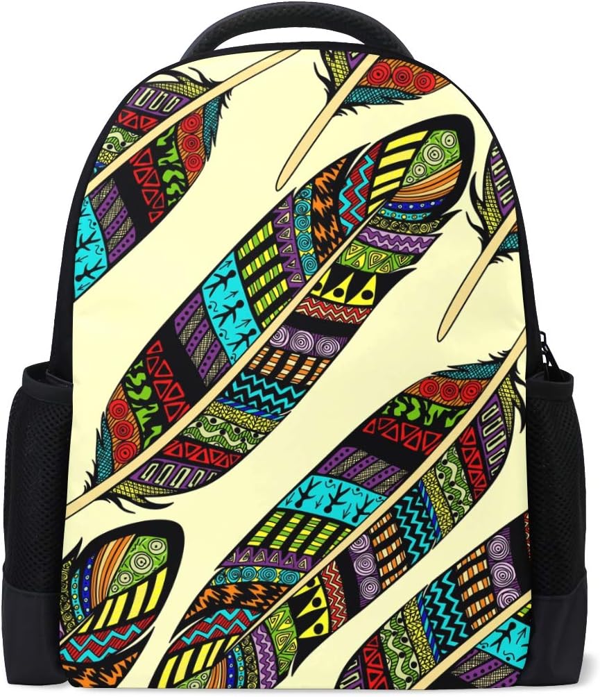 LIANCHENYI Bohemian Feathers Custom Casual Backpack School Bag Travel Backpack Daypack