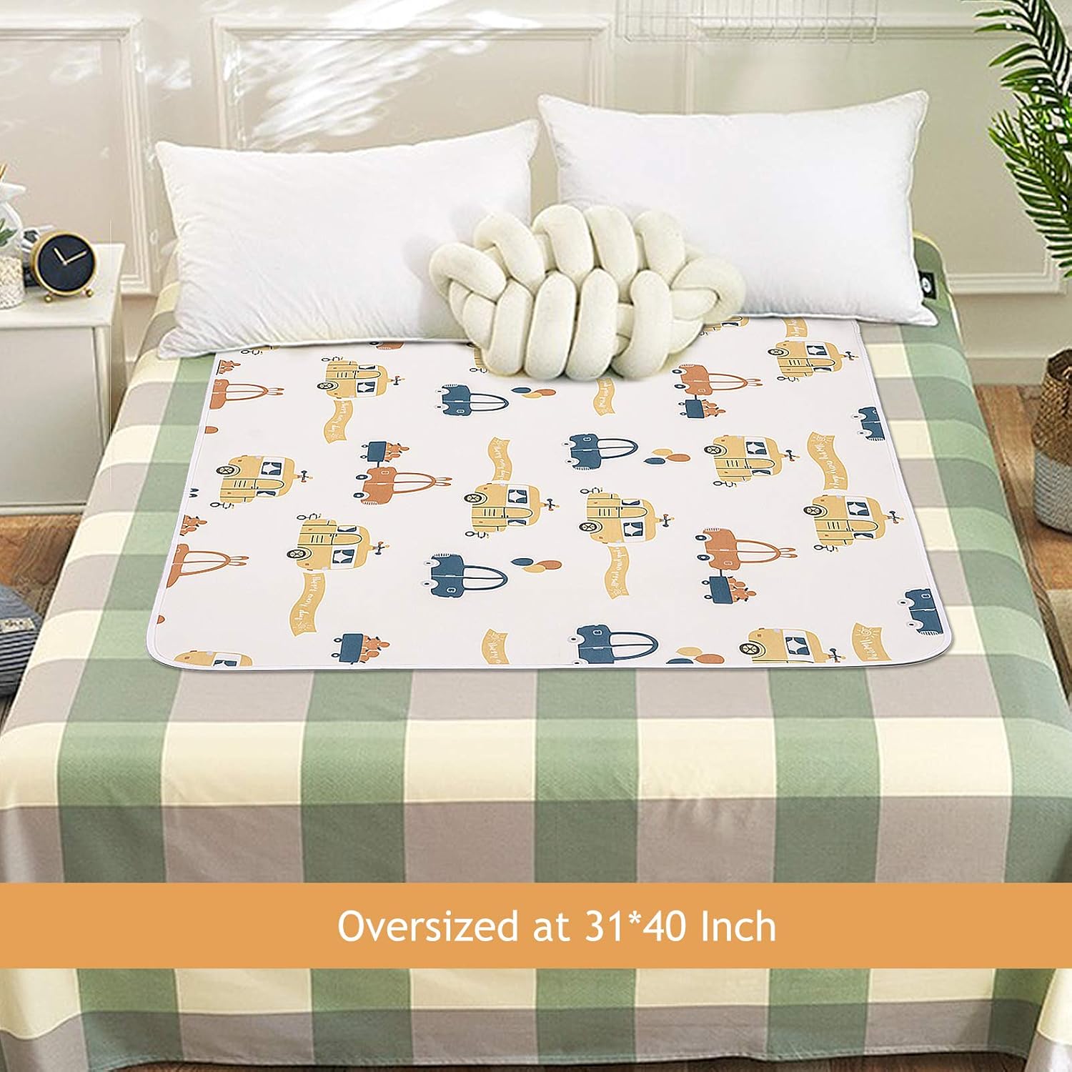 ROCCED Baby Bed Pad Waterproof Washable Reusable 31"x40" Large Toddler Mattress Protector Incontinence Pads Sheet Cover Underpads for Kids Adults and Pets Potty Training Mat-Car : Baby
