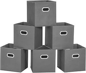 MaidMAX Storage Bins 12x12x12, for Home Organization and Storage, Toy Storage Cube, Closet Organizers and Storage, with Dual Plastic Handles, Grey, Set of 6