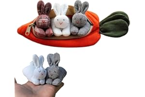 Lyxaof Easter Hide and Seek 3 Bunnies in Carrot Purse Cute Plush Rabbit Stuffed Carrot Pouch Doll Surprise Bunny Carrot Coin Wallet