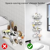 KEGII Chrome Telescopic Shower Caddy Corner 4 Tier Adjustable Stainless Steel view 7