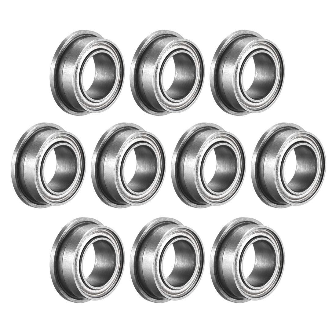 sourcing map FR156ZZ Flanged Ball Bearing 3/16" x 5/16" x 1/8" Double Metal Shielded (GCr15) Chrome Steel Flange Rip Bearings 10pcs