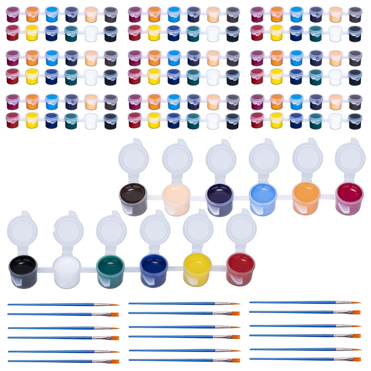 Photo 1 of 10 Set 12 Colors Washable Acrylic Paint Strips Kit for Kids with 20 Pcs Painting Brushes Totally 140 Pcs Mini Acrylic Paint Set for Kid Adult Arts and Crafts, Classroom Painting Supplies Gifts(140)