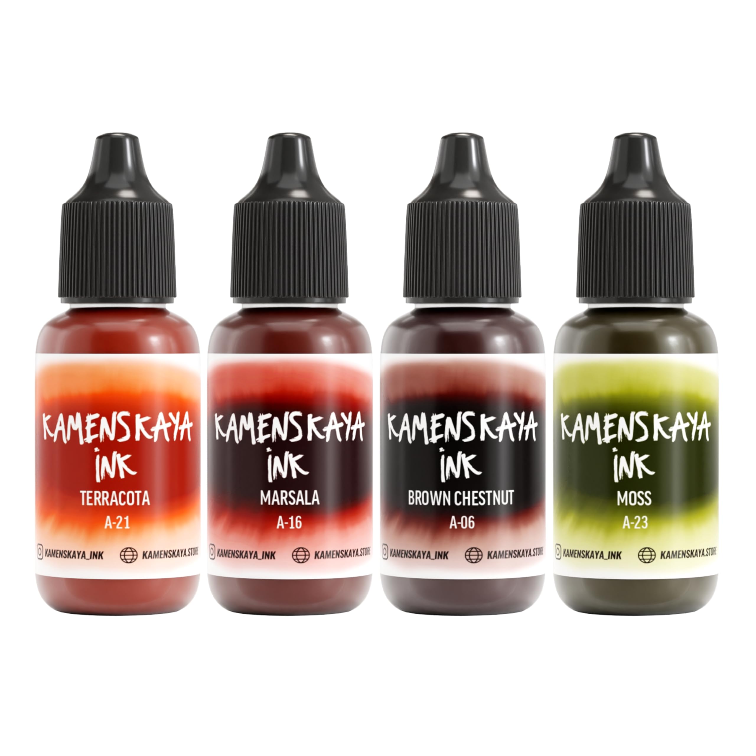 KAMENSKAYA Alcohol Ink Set #30: Matched Color Combination of Alcohol Inks, 4 pcs. 0.51 fl oz (15 ml) Each