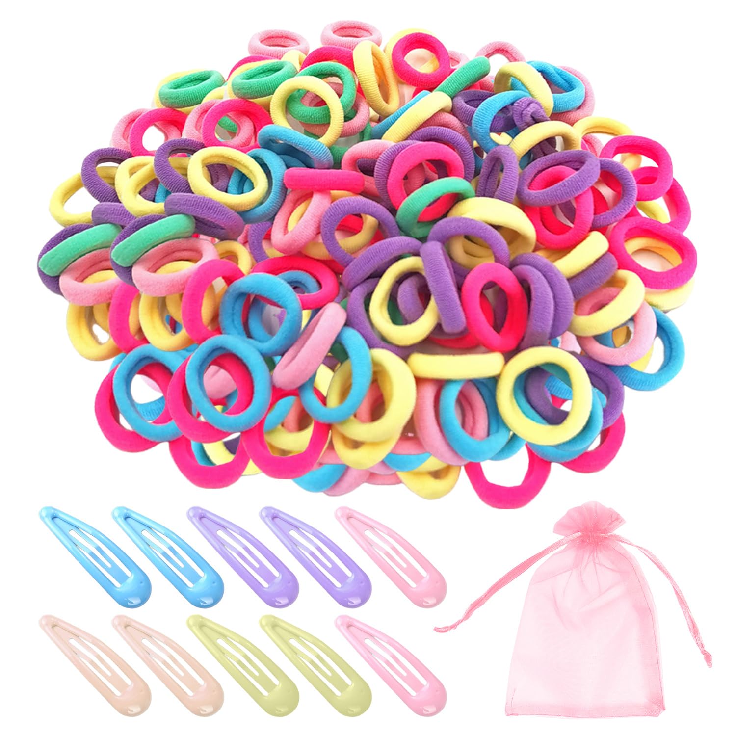 100 Elastic Hair Bands, 10 Hairpins, Girl Hair Bands, Hair Elastic Bands, Cotton Hair Bands, Hair Tie Hair Bands, Ponytail Hair Bands