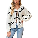 Womens Cute Strawberry Embroidered Cardigan Sweater Fall Button Down Long Sleeve Chunky Knit Sweaters Top