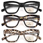 HIYANJN Bifocal Reading Glasses For Women Men 3 Pack Fashion Cat Eye Computer Readers Clear Top Oversized Eyeglasses