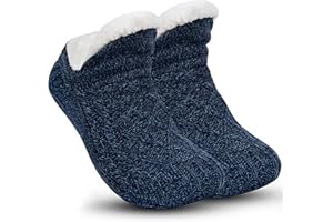 Slipper Socks for Women Men Girls, Fluffy Warm Socks Knitted Thick Fleece Lined Grippers Non Slip Socks Soft Cozy Winter Home
