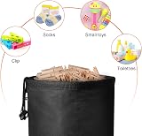 Vicloon Peg Bag Black Large Clothespin Bag with Draw Cord and Hook view 6