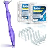 Bopika Long Reach Dental Flosser Starter Kit | 1 Reusable Handle &amp; 120 Extra-Strength Refills, BPA &amp; PFAS Free (Purple)