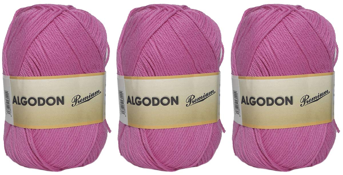 Premium 100% Cotton Yarn, Perfect for DIY and Hand Weaving (Fuchsia Colour 100g, Approx. 220 m, Pack of 3)