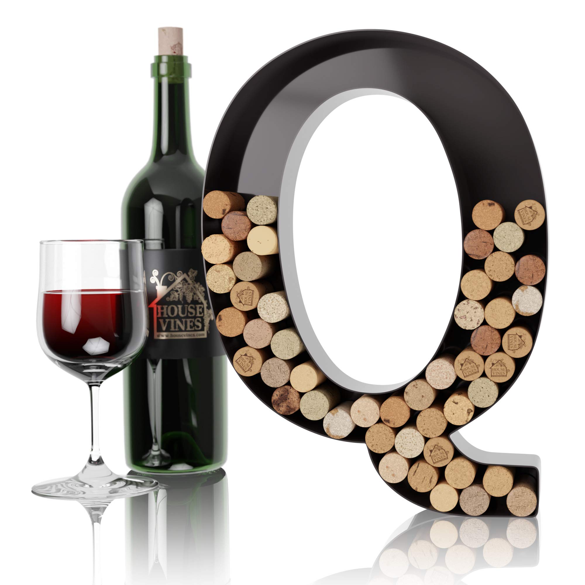 HouseVines Metal Wine Letter Cork Holders A-Z Monogram Gifts for Wine Lovers