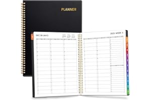 SUNEE 2025 Appointment Book, Quarter-Hourly, Weekly & Monthly - from January 2025 - December 2025, 8.5"x11" Weekly Planner, Flexible Cover, Note Pages, Pockets, Bookmark, Spiral Binding, Black