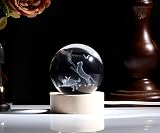 XIANNVXI 3D Tulip Butterfly Crystal Ball Paperweight with Light Base 60mm view 3