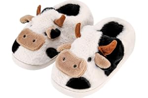 KEYUSHOP Toddler Kids Cow Slippers Kids House Slippers for Girls Boys Animal Non-slip Preppy Warm Winter Shoes for Indoor Outdoor
