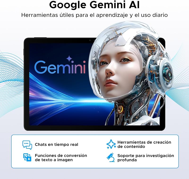 P11 Android 16 Tablet 11 Pulgadas, 48GB RAM + 128GB ROM/2TB TF, T7250 Octa-Core, 90Hz, 8800mAh, 13MP+5MP, Gemini AI, Widevine L1, Face ID, GPS, OTG, Doble altavoz, Tablet con Teclado y Lápiz, Negro